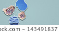 Microplastics paper cutouts on blue background, ocean water pollution concept horizontal banner 143491837