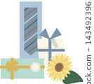 Father's Day gift image illustration (necktie, gift box, and sunflower) 143492396