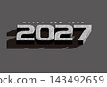 2027 年簡約 3D 新年賀卡模板 143492659