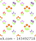 Cute Hand Painted Watercolor Garden Flowers Seamless Pattern Background 143492718