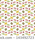 Scandinavian Naive Style Leaf and Flower Seamless Pattern Background 143492723