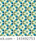 Stylized Peacock Feather Geometric Seamless Pattern Background 143492753