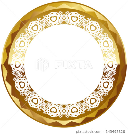 Luxurious lace frame in white and gold. Luxurious lace frame in white and gold. 143492828