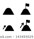 A set of simple icons inspired by mountain climbing and reaching a goal. 143493029