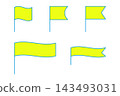 A set of 5 simple flag icons with a color and light blue line. 143493031