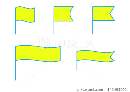 A set of 5 simple flag icons with a color and light blue line. A set of 5 simple flag icons with a color and light blue line. 143493031
