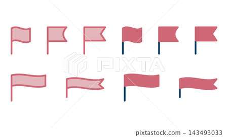 A set of icons for red flags in various shapes. 143493033