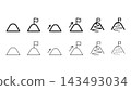 Mountain and flag icons that can be used to represent goal achievement and challenges. 143493034