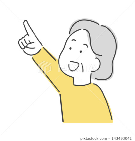 An illustration of a middle-aged woman smiling and pointing upwards. An illustration of a middle-aged woman smiling and pointing upwards. 143493041