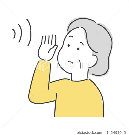 Illustration of a middle-aged woman with hearing difficulties Illustration of a middle-aged woman with hearing difficulties 143493043