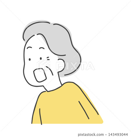 An illustration of a middle-aged woman leaning forward in surprise. An illustration of a middle-aged woman leaning forward in surprise. 143493044
