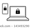 Smartphone and laptop security icons with locks 143493290