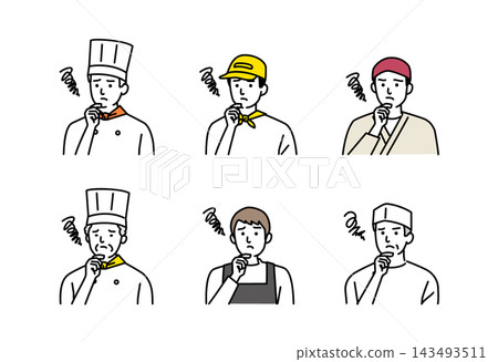 Various types of staff working in restaurants - Men Various types of staff working in restaurants - Men 143493511