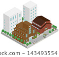 大學建築的等距圖 143493554