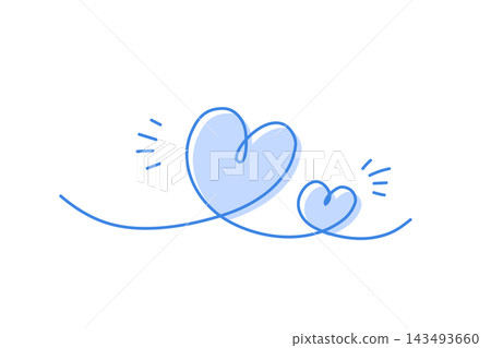 A hand-drawn, romantic illustration of large and small hearts drawn in blue lines and light blue on a white background, representing love, friendship, and a sense of security. A hand-drawn, romantic illustration of large and small hearts drawn in blue lines and light blue on a white background, representing love, friendship, and a sense of security. 143493660