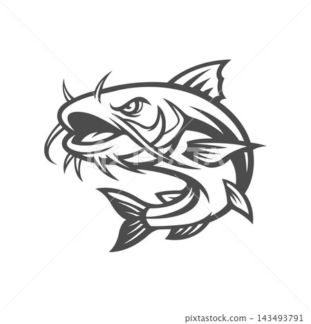 catfish mascot logo illustration vector design template simple and modern style 143493791