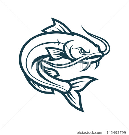 catfish mascot logo illustration vector design template simple and modern style catfish mascot logo illustration vector design template simple and modern style 143493799