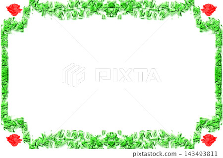 Blue dark gradient frame with roses and green curves by side Blue dark gradient frame with roses and green curves by side 143493811
