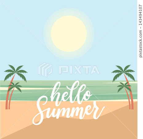Summer card with palm trees Summer card with palm trees 143494107