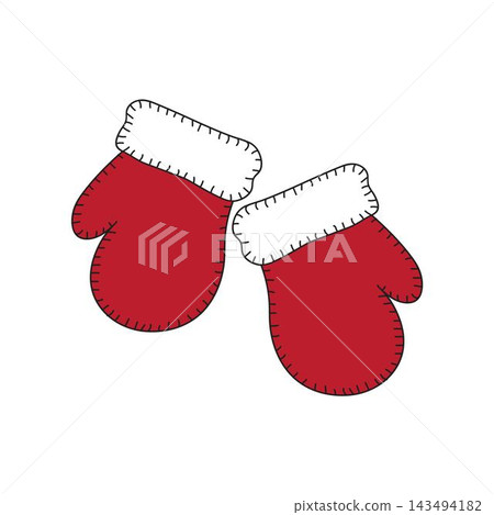 Warm knitted red mittens design isolated on white background Warm knitted red mittens design isolated on white background 143494182