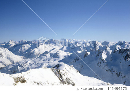 Snowy Mountain Range Panorama from Leckipass, Switzerland Snowy Mountain Range Panorama from Leckipass, Switzerland 143494373
