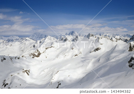 Snowy Mountain Range Panorama from Leckipass, Switzerland Snowy Mountain Range Panorama from Leckipass, Switzerland 143494382