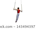 Male gymnast performing iron cross 143494397