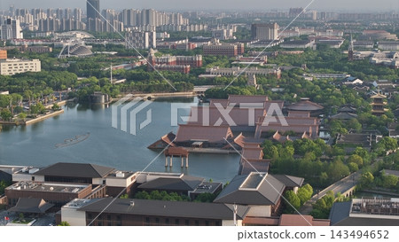 上海廣福林文化公園及松江天際線鳥瞰圖。 143494652