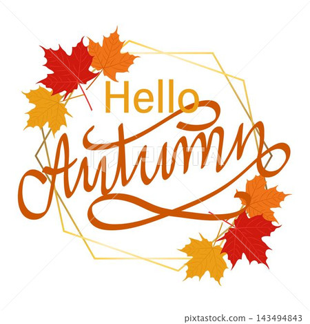 Hello Autumn greeting card Hello Autumn greeting card 143494843