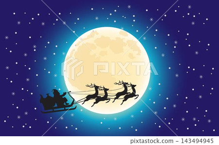 Santa Claus flying on a sleigh with reindeers Santa Claus flying on a sleigh with reindeers 143494945