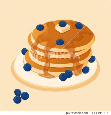 Pancakes with blueberries on the plate. Pancakes with blueberries on the plate. 143494993