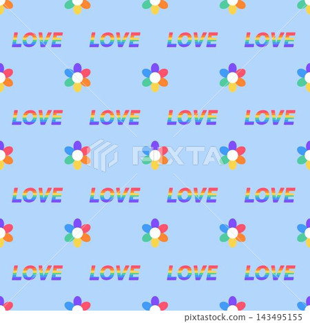Pride Month seamless pattern. Symbol of the LGBT community and Rainbow elements. Perfect for fabric, textile, wrapping paper, wallpaper and other print and design Pride Month seamless pattern. Symbol of the LGBT community and Rainbow elements. Perfect for fabric, textile, wrapping paper, wallpaper and other print and design 143495155