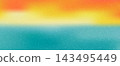 Retro grain gradient background blending warm orange yellow and cool teal with glowing golden horizon, perfect for vintage travel posters, summer branding and social media designs 143495449