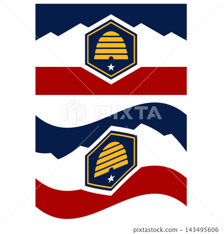 Waving flag of Utah. Flag of The State of Utah. National flag of Utah. United States. flat style. Waving flag of Utah. Flag of The State of Utah. National flag of Utah. United States. flat style. 143495606