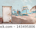 Graffiti on an old weathered wall in Egypt, featuring aged plaster, faded markings and authentic urban character 143495806