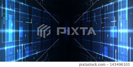 Data center background with glowing blue servers Data center background with glowing blue servers 143496103