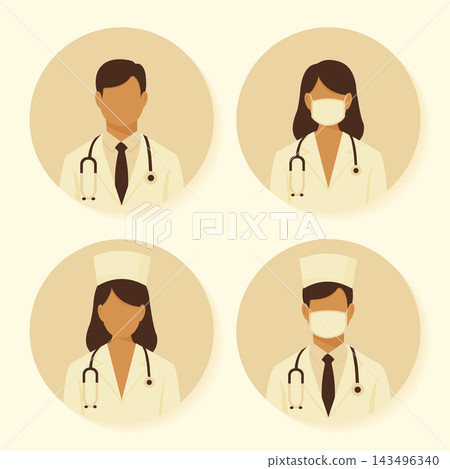 round healthcare workers portraits collection flat vector design 143496340