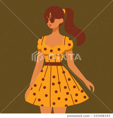 vintage fashion character portrait with ponytail and sunglasses vector vintage fashion character portrait with ponytail and sunglasses vector 143496343