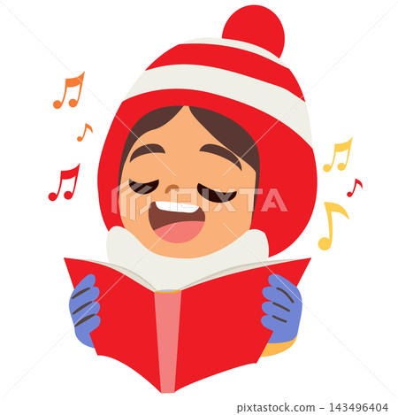 Cute Latina Girl Singing with Red Book Cute Latina Girl Singing with Red Book 143496404