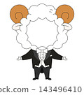Vector illustration of a sheep in a tuxedo with a photo cutout for your face. 143496410