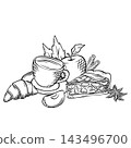 Set of cozy autumn food and beverage illustrations created for seasonal cafe and restaurant menus 143496700