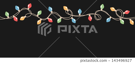 Multicolor Christmas String Lights Background. Christmas background with light bulbs. Multicolor Christmas String Lights Background. Christmas background with light bulbs. 143496927