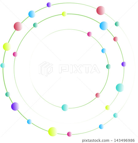 Colorful round frame with polka dots; includes space for copy and title; green color. Colorful round frame with polka dots; includes space for copy and title; green color. 143496986