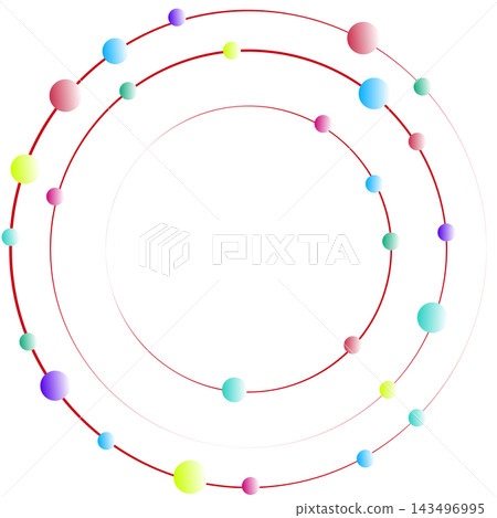 Colorful round frame with polka dots; includes space for copy and title; red color. Colorful round frame with polka dots; includes space for copy and title; red color. 143496995