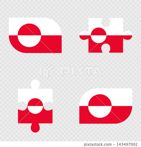 Greenland Flag Rounded Shapes and Puzzle Set. Greenland Flag Rounded Shapes and Puzzle Set. 143497002