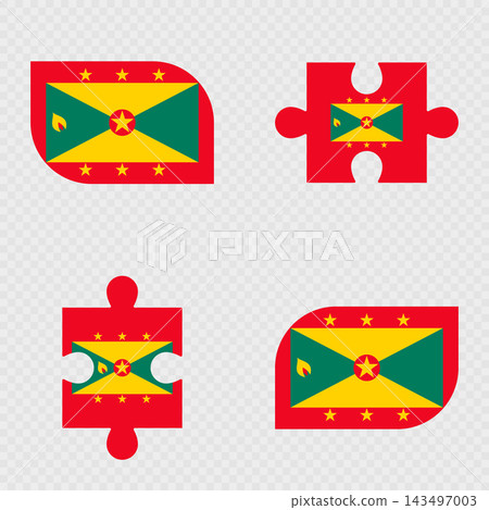 Grenada Flag Rounded Shapes and Puzzle Set. Grenada Flag Rounded Shapes and Puzzle Set. 143497003
