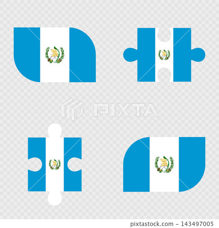 Guatemala Flag Rounded Shapes and Puzzle Set. 143497005