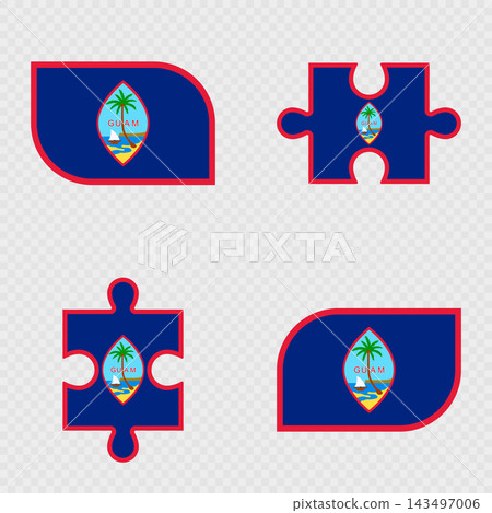 Guam Flag Rounded Shapes and Puzzle Set. Guam Flag Rounded Shapes and Puzzle Set. 143497006