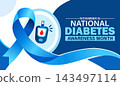 National Diabetes Awareness Month Blue Ribbon 143497114