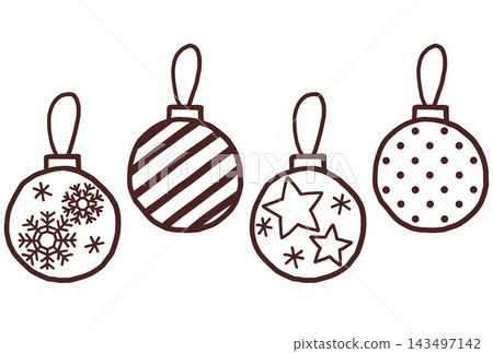 Cute line art illustration material of Christmas ornament balls Cute line art illustration material of Christmas ornament balls 143497142
